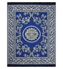 Blue Floral Chenile 5 X 7 Feet Machine Made Carpet