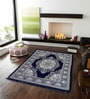 Blue Floral Chenile 5 X 7 Feet Machine Made Carpet Blue Floral Chenile 5 X 7 Feet Machine Made Carpet
