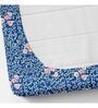 Blue Floral Glace Cotton Queen Fitted Bed Sheets with 2 Pillow Covers (240 tc)