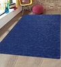 Blue Floral Microfibre 5 ft x 7 ft Hand Tufted Carpet