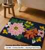 Blue Floral Microfibre 24X16 Inches Anti-Skid Bath Mat