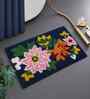 Blue Floral Microfibre 24X16 Inches Anti-Skid Bath Mat