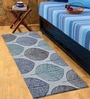 Blue Polyester 21 x 55 Inches Hand Tufted Floor Runner