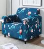 Blue Floral Polyester 1 Seater Sofa Cover