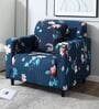 Blue Floral Polyester 1 Seater Sofa Cover