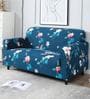 Blue Floral Polyester 2 Seater Sofa Cover