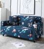 Blue Floral Polyester 2 Seater Sofa Cover