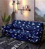 Blue Floral Polyester 57x35 Inches 3 Seater Sofa Cover