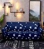 Blue Floral Polyester 57x35 Inches 3 Seater Sofa Cover