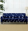 Blue Floral Polyester 57x35 Inches 3 Seater Sofa Cover