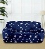 Blue Floral Polyester 57x35 Inches 3 Seater Sofa Cover