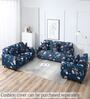 Blue Floral Polyester 3 Seater Sofa Cover