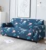 Blue Floral Polyester 3 Seater Sofa Cover