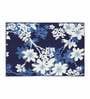 Blue Floral Polyester AntiSkid Bathmat