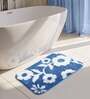 Blue Floral Polyester 24x16 Inches AntiSkid Bath Mat