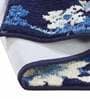 Blue Floral Polyester AntiSkid Bathmat
