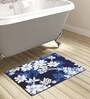 Blue Floral Polyester AntiSkid Bathmat