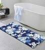 Blue Floral Polyester AntiSkid Bathmat