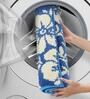 Blue Floral Polyester AntiSkid Bathmat