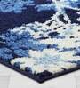 Blue Floral Polyester AntiSkid Bathmat
