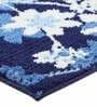 Blue Floral Polyester AntiSkid Bathmat