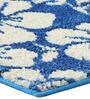 Blue Floral Polyester AntiSkid Bathmat