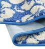 Blue Floral Polyester AntiSkid Bathmat