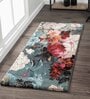 Blue Floral Polypropylene 5 ft x 2.5 ft Machine Made Runner