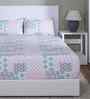 Blue Floral Print 144 TC Cotton Double Bed Fitted Sheet with 2 Pillow Case Sensory Bloom Collection