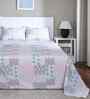 Blue Floral Print 144 TC Cotton Double Bed Sheet with 2 Pillow Covers Sensory Bloom Collection