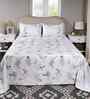 Blue Floral Print 300 TC Cotton King Size Bed Sheet with 2 Pillow Covers Sensory Bloom Collection