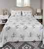Blue Floral Print 300 TC Cotton King Size Bed Sheet with 2 Pillow Covers Sensory Bloom Collection