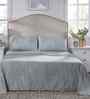 Blue Floral Print 400 TC Cotton King Size Bed Sheet with 2 Pillow Covers Classical Ornate Collection