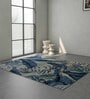 Blue Floral Wool 6 ft x 9 ft Hand Knotted Carpet