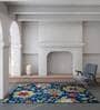 Blue Floral Wool 8 ft x 10 ft Hand Tufted Carpet