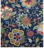Blue Floral Wool 8 ft x 10 ft Hand Tufted Carpet