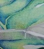 Blue Chenille Floral 24x24 inches Cushion Cover (2Pc)