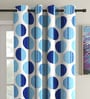 Blue Floral Polyester 5Ft Semisheer Eyelet Window Curtains (Set Of 2)