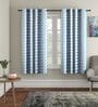 Blue Floral Polyester 5Ft Semisheer Eyelet Window Curtains (Set Of 2)