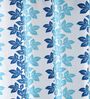 Blue Floral Polyester 7Ft Semisheer Eyelet Door Curtains (Set Of 2)