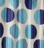 Blue Floral Polyester 7Ft Semisheer Eyelet Door Curtains (Set Of 2)