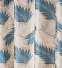 Blue Floral Polyester 9Ft Semisheer Eyelet Door Curtains (Set Of 2)