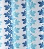 Blue Floral Polyester 9Ft Semisheer Eyelet Door Curtains (Set Of 2)