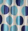 Blue Floral Polyester 9Ft Semisheer Eyelet Door Curtains (Set Of 2)