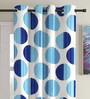 Blue Floral Polyester 9Ft Semisheer Eyelet Door Curtains (Set Of 2)