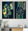 Blue Flower And Green Plant Acrylic Framed Art Panel (Set Of 2)