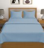 Blue Fog 100% Cotton 400 TC Doube Bedsheet with 2 Pillow Covers