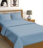 Blue Fog 100% Cotton 400 TC Doube Bedsheet with 2 Pillow Covers