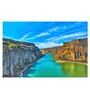 Valley In Blue Canvas Framed Art Print (33 x 21 Inches)