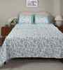Blue Fruit Print 200 TC Cotton Double Bed Sheet with 2 Pillow Covers Sensory Bloom Collection